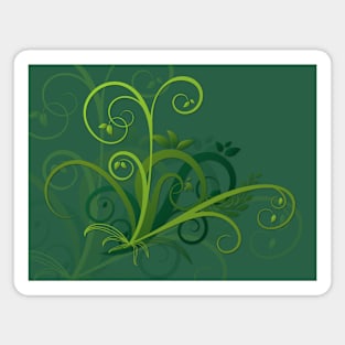 Green Botanical Flourishes Magnet